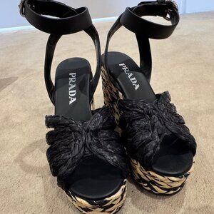 Prada Raffia Wedge